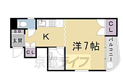 京都市営烏丸線 五条駅 徒歩7分の賃貸マンション 5階1Kの間取り