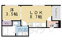 ハーモニーテラス花園寺ノ内町 3階1LDKの間取り