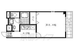 アンプルールフェール太秦II 3階1Kの間取り