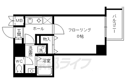 ベラジオ烏丸御池 9階1Kの間取り