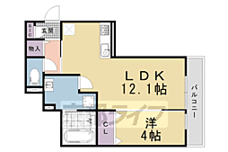 JR東海道・山陽本線 西大路駅 徒歩12分の賃貸アパート 2階1LDKの間取り