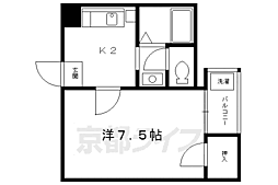 グランシャリオ智恵光院 4階1Kの間取り