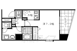 ライジングコート京都西院フロンティア 2階1Kの間取り