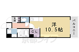 京都市営烏丸線 五条駅 徒歩6分の賃貸マンション 4階1Kの間取り