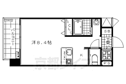 京都市営烏丸線 五条駅 徒歩3分の賃貸マンション 7階1Kの間取り