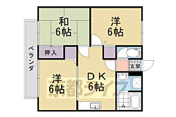 パルカーサ南京都 3DKの間取図画像