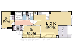 プラウド京都東洞院 2LDKの間取図画像