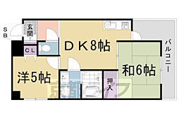 エイジ壬生 2DKの間取図画像