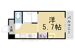 エクシード西院2 1Kの間取図画像