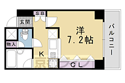 ラビーム河原町 1Kの間取図画像
