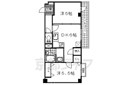 ダイアパレス西大路御池 2DKの間取図画像