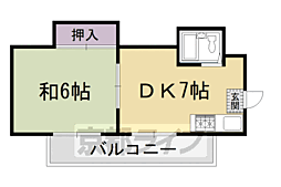 三浦ハイツ 1DKの間取図画像