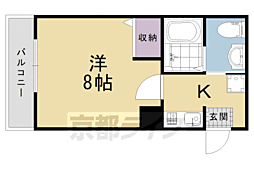 フラッティ花園ミンク 1Kの間取図画像