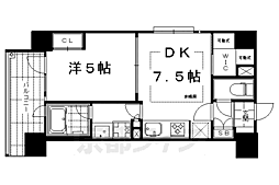 ルーシア烏丸御池 1DKの間取図画像