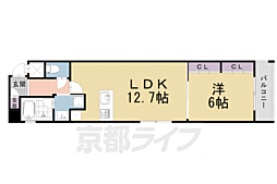 フォレスト油小路四条 1LDKの間取図画像