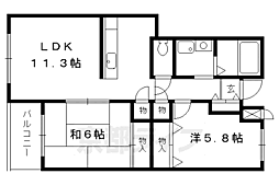 レジディア太秦 2LDKの間取図画像