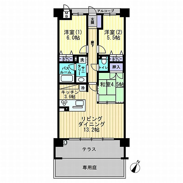 アルファステイツ照国II 103｜鹿児島県鹿児島市照国町(賃貸マンション3LDK・1階・71.47㎡)の写真 その2