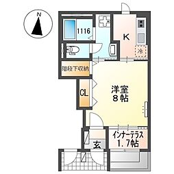 Ｃｉｅｌ ｅｔｏｉｌｅ　（シエルエトワール） 1階1Kの間取り
