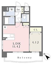 スタンドリバーオレンジ 9階1LDKの間取り