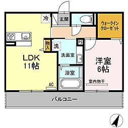 D-room戸原東 1LDKの間取図画像