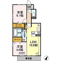 D-room植木 2LDKの間取図画像