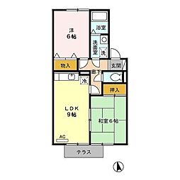 ラベンダー・ヴィラA 2DKの間取図画像