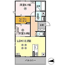 Pure Wind Garden A棟 2LDKの間取図画像
