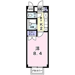 エスポワールB 1Kの間取図画像