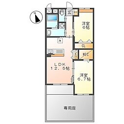 La maison du reve (ラ・メゾン・デュ・レー 2LDKの間取図画像