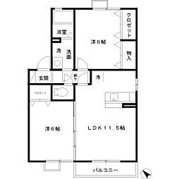 ラーフィア南里C 2LDKの間取図画像