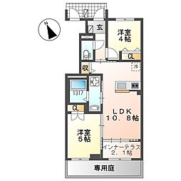 糟屋郡新宮町夜臼3丁目アパート 2LDKの間取図画像
