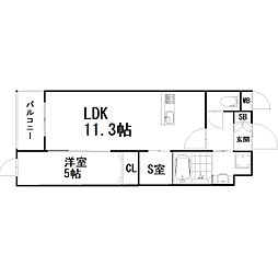 ロイズ・プレシア多々良東 1SLDKの間取図画像