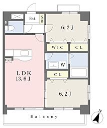 カレント会町 2LDKの間取図画像