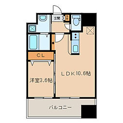 ランドマーク和白 1LDKの間取図画像