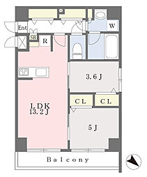 モダンパラッツォ箱崎グレイス 2LDKの間取図画像