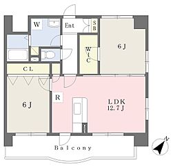アヴァンセ原田 2LDKの間取図画像