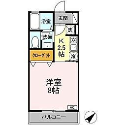 ミレニアム光2 1Kの間取図画像
