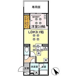 D-ROOM香住ヶ丘公園I 1LDKの間取図画像