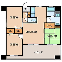 グラントープ道頓堀 3LDKの間取図画像