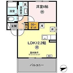 フルリール和白 1階1LDKの間取り