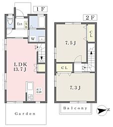 ラ・ファルファーラ 2LDKの間取図画像