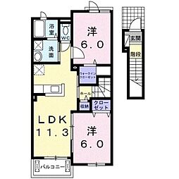 メゾンド・フローラ1 2LDKの間取図画像