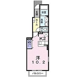 マーヴェラス空2 1Kの間取図画像