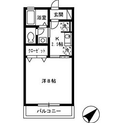 ミレニアム光2 1Kの間取図画像