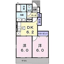 カルム・ヴィラ3 2DKの間取図画像
