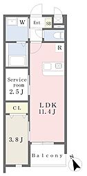 アスシード古賀駅前 1SLDKの間取図画像