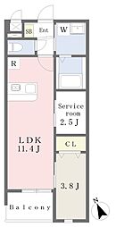 アスシード古賀駅前 1SLDKの間取図画像