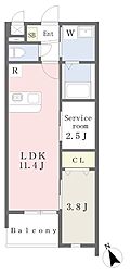 アスシード古賀駅前 1SLDKの間取図画像