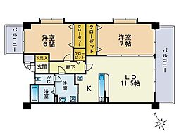 アスティオン・真州崎 2LDKの間取図画像