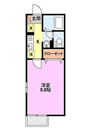 サンシャインB 1Kの間取図画像